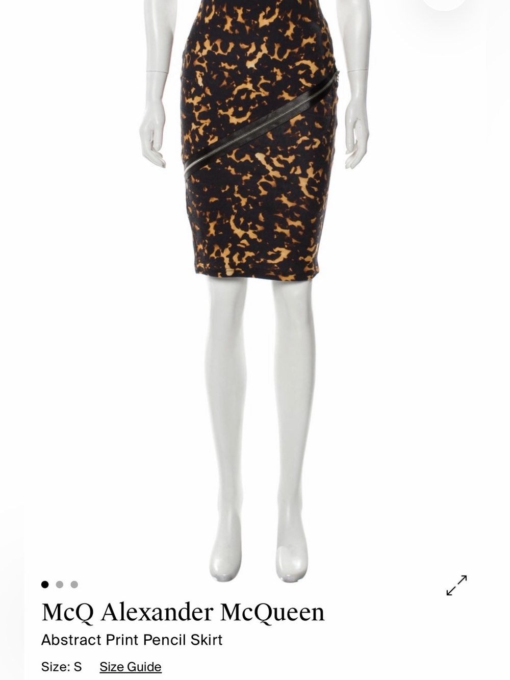 McQ by Alexander McQueen Black and Tan Abstract-Print Pencil Skirt